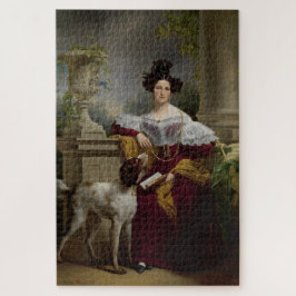 Puzzle Retrato georgiano vintage leyendo perro