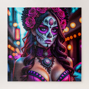 Puzzle Retrato glamoroso Día de los Muertos Catrina con
