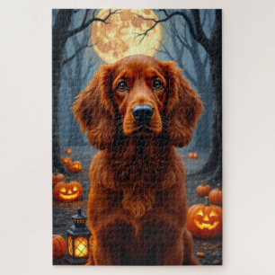 Puzzle Retrato gótico de Halloween de Setter Rojo Irlandé