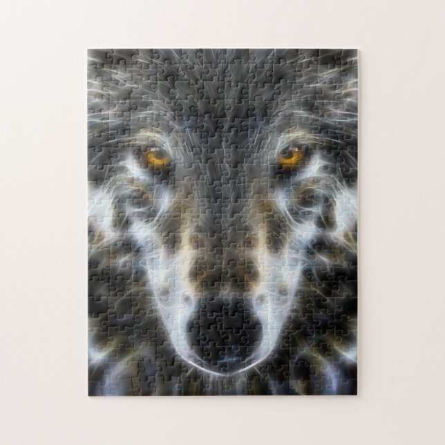 Puzzle Retrato Inspirador de Lobo del Bosque (Vertical)