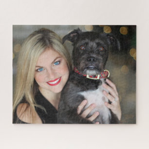 Puzzle Retrato moderno personalizado de dueño de perro co