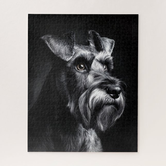 Puzzle Retrato monocromo de Schnauzer (Vertical)