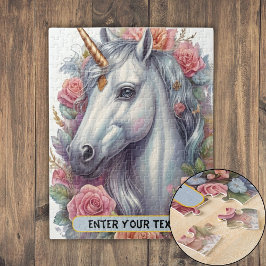 Puzzle Retrato personalizado de unicornio blanco