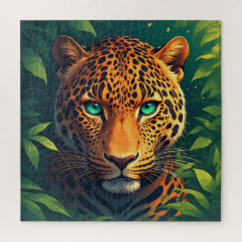 Puzzle Retrato vibrante de leopardo con ojos esmeralda