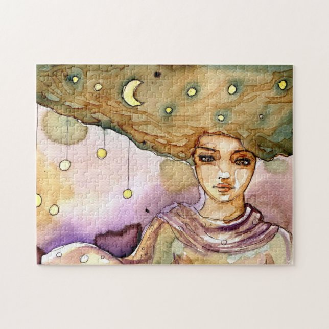Puzzle Retrato y mujer abstractos del bonito (Horizontal)