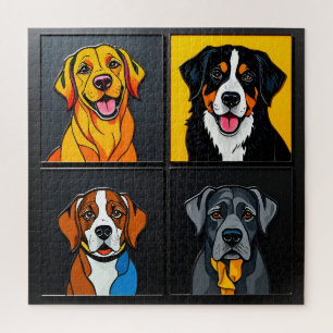 Puzzle Retratos coloridos de arte pop de perros adorables