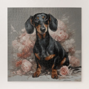 Puzzle Retratos de raza de perro de flores 2