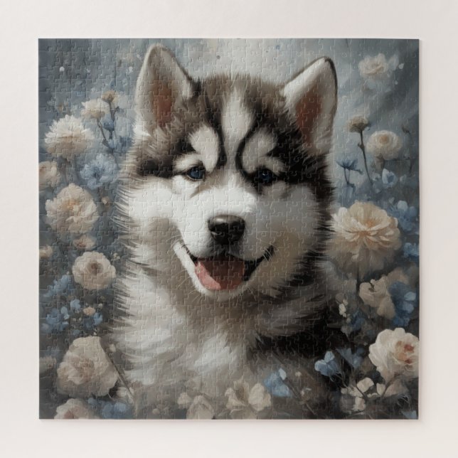 Puzzle Retratos de raza de perros de flores 7 (Vertical)