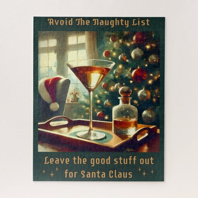 Puzzle Retro 50s Avoid The Naughty List Christmas Martini (Vertical)