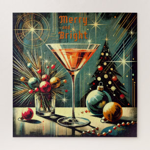 Puzzle Retro 50s Martini de Navidad Alegre y Brillante
