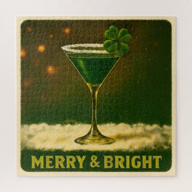 Puzzle Retro 50s Martini Irlandés de Navidad de Cuatro Ho (Vertical)
