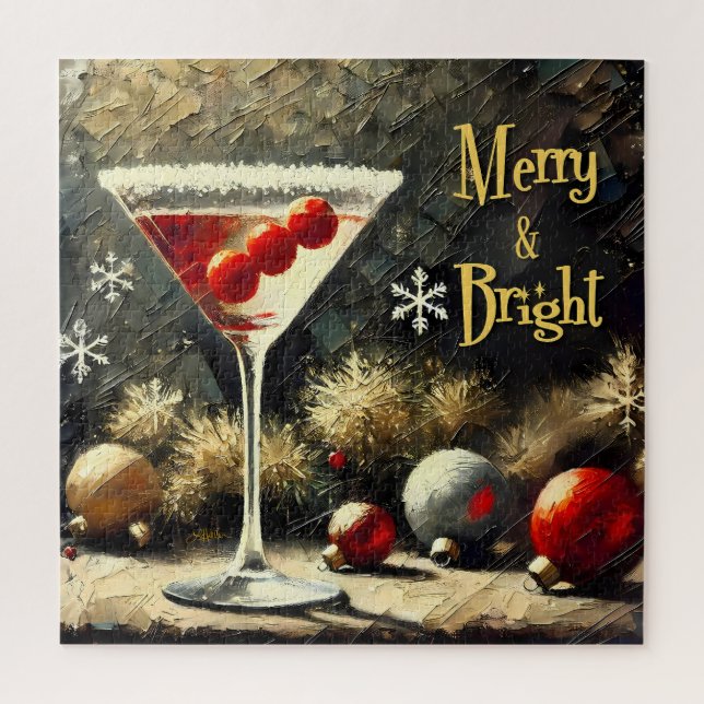 Puzzle Retro 50s Triple Cranberry Christmas Martini (Vertical)