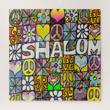 Retro 60 Psicodelic Shalom LOVE Square