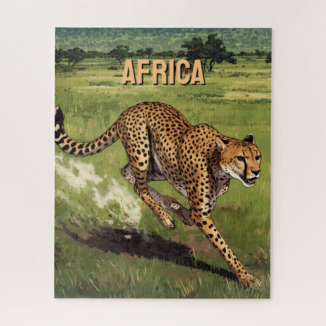 Puzzle Retro África Guepardo Escénico (Vertical)