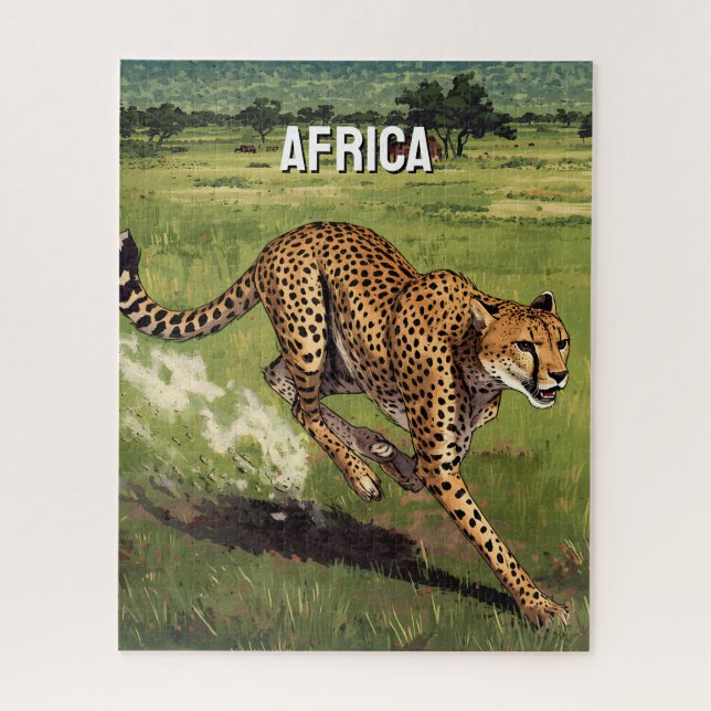 Puzzle Retro África Guepardo Escénico (Vertical)