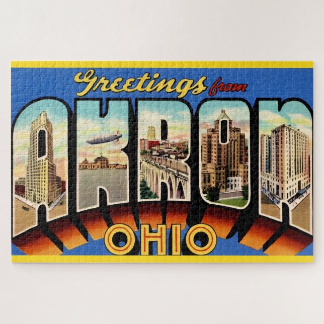Puzzle Retro Akron Ohio 20x30  (Horizontal)