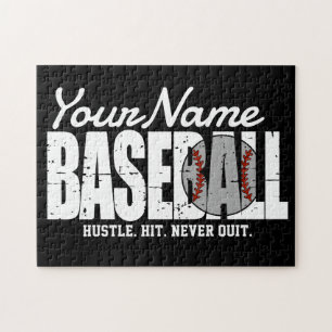 Puzzle Retro Béisbol ADD NOMBRE Pinstripe Team Player