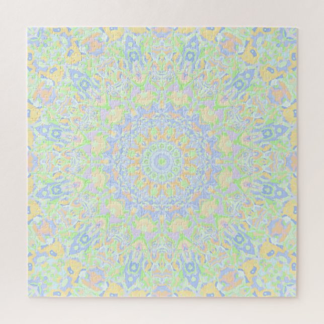 Puzzle Retro Boho Hippie Trippy Trippy Pastel Mandala (Vertical)