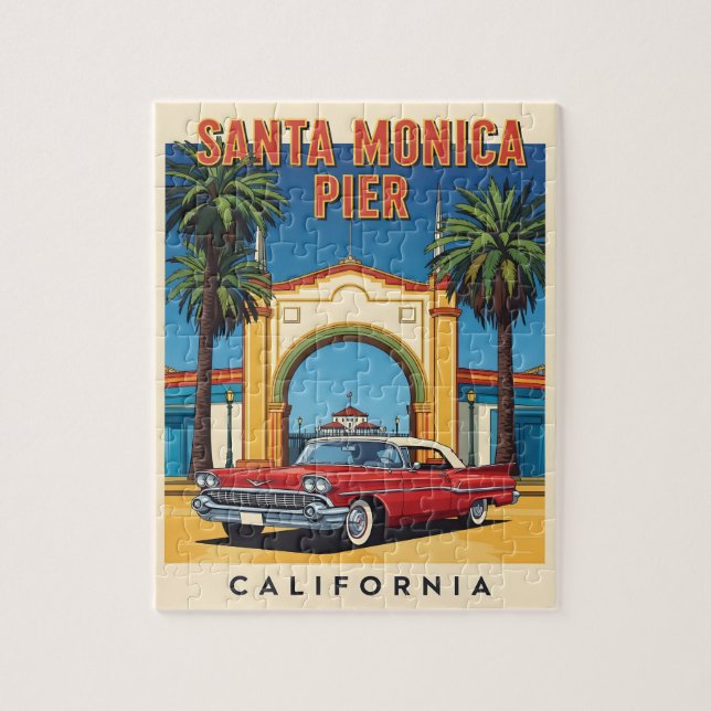 Puzzle Retro California dream Santa Monica Pier (Vertical)