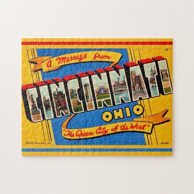 Puzzle Retro Cincinnati Greeting (Horizontal)