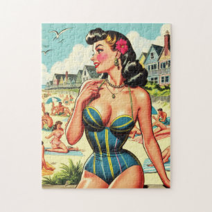 Puzzle Retro Classic Beach Pin