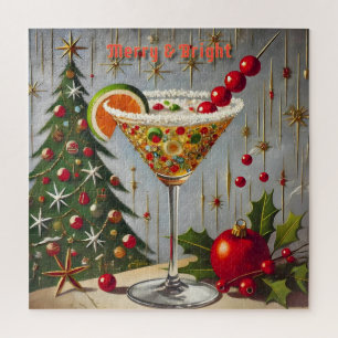 Puzzle Retro Cóctel de Dulce Navideño Alegre y Brillante