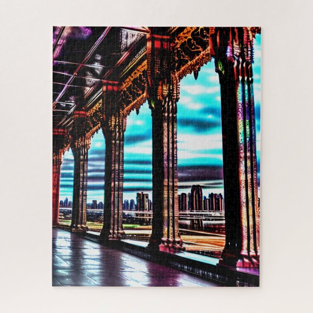 Puzzle Retro Colores de neón rosado Esbozo Divertido pais (Vertical)