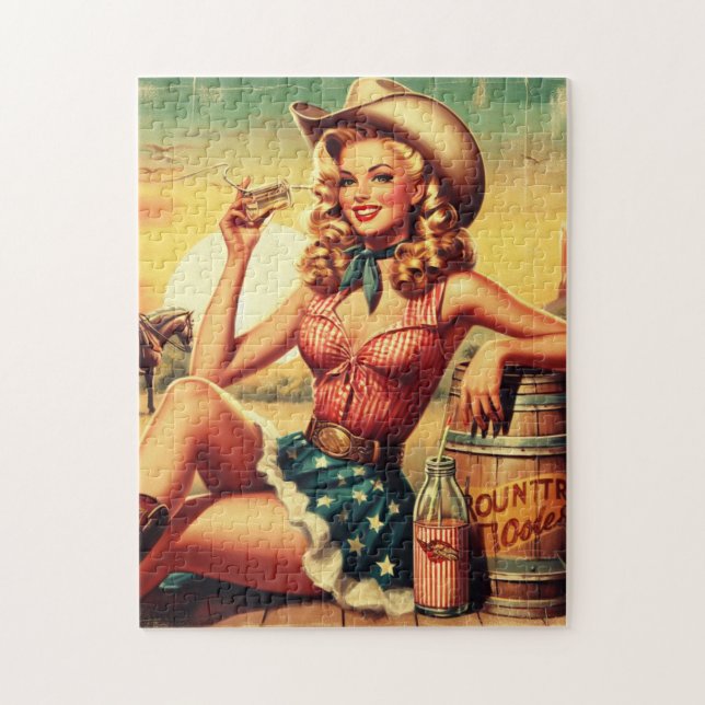Puzzle Retro Cute Cowgirl (Vertical)