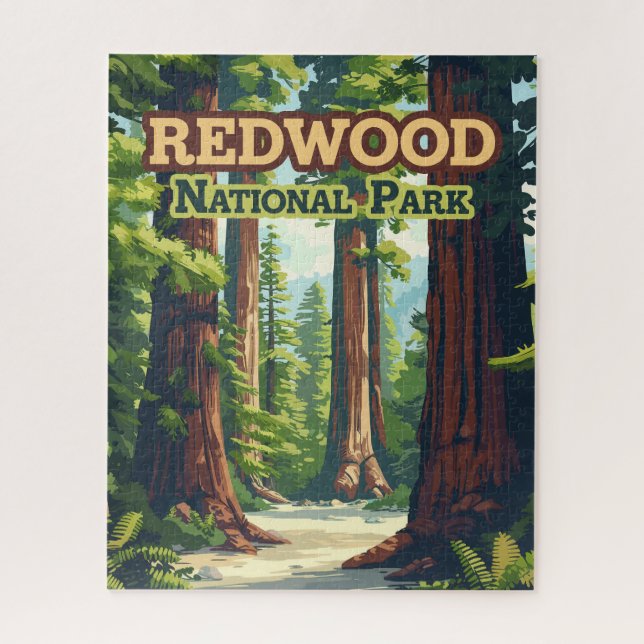 Puzzle Retro de árbol de California en el Parque Nacional (Vertical)