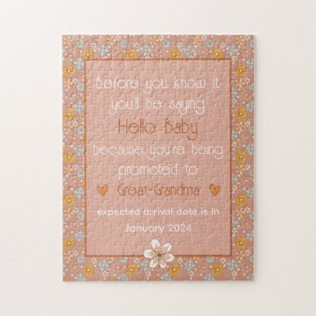 Puzzle Retro de cosecha de regalo de anuncio de embarazo  (Vertical)