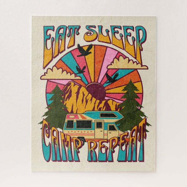 Puzzle Retro Eat Sleep Camp Repetir (Vertical)