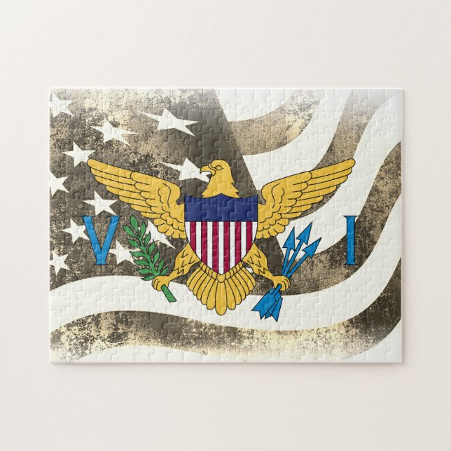Puzzle Retro Estados Unidos e Islas Vírgenes Bandera USVI (Horizontal)