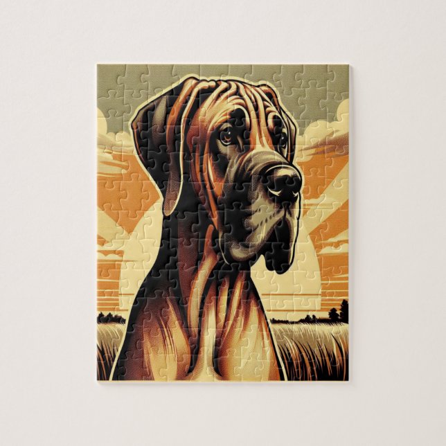 Puzzle Retro Fawn Great Dane Yellow Brown Black Artística (Vertical)