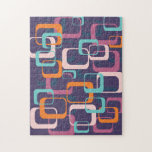 Puzzle Retro Geométrico Medio Siglo Formas Art Púrpura<br><div class="desc">Un divertido retro da forma al diseño en un moderno estilo de edad del espacio atómico de mediados de siglo con un fondo morado.</div>