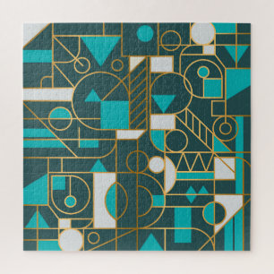 Puzzle Retro Geométrico: Poster de arte Minimalista.