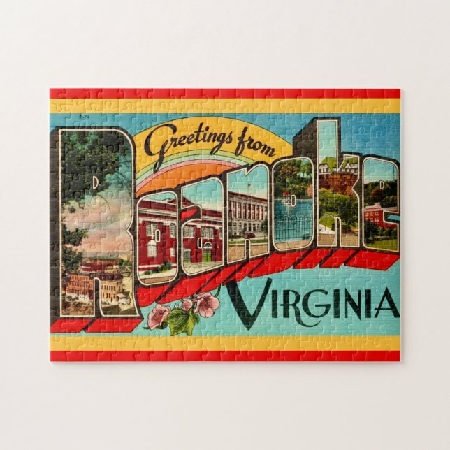 Puzzle Retro Greetings From Roanoke, VA (Horizontal)