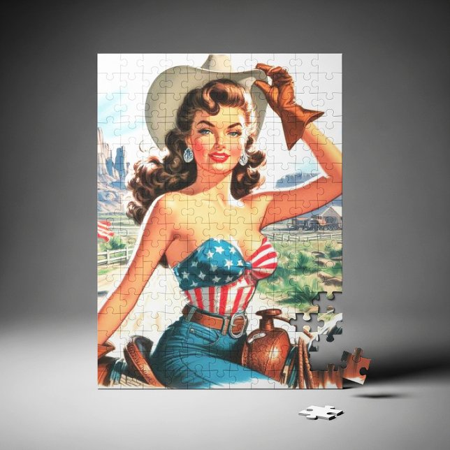 Puzzle Retro Hermosa Cowgirl Pin Up (Subido por el creador)