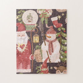 Puzzle Retro Merry Christmas Pattern - Festive Aesthetic