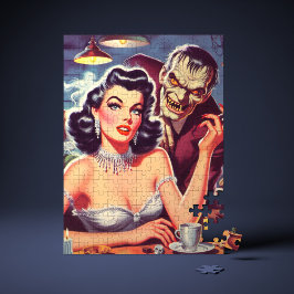 Puzzle Retro Pulp Pinup y Monstruo