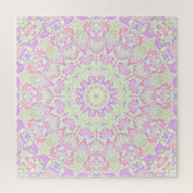 Puzzle Retro Quirky Ecléctico Boho Hippie Pastel Mandala (Vertical)