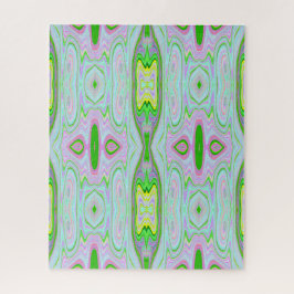 Puzzle Retro Resumen Rosa, Lime Green y Aqua Pattern