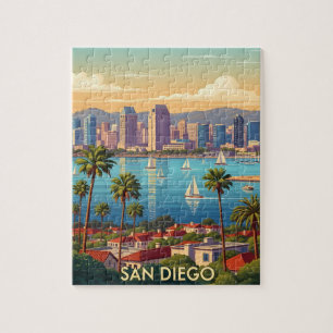 Puzzle Retro San Diego California horizonte costero 