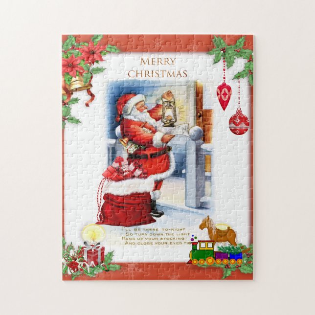 Puzzle Retro Santa Claus Navidad para niños  (Vertical)