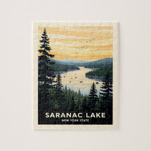 Puzzle Retro Saranac Lake Viajes a Nueva York