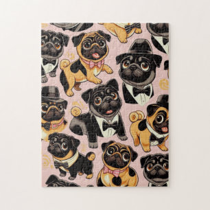 Puzzle Retro Seamless Cum Pug