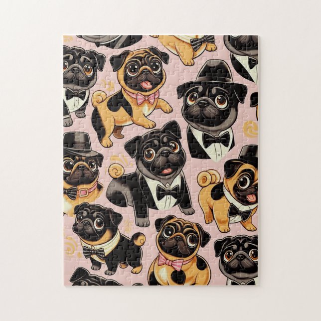 Puzzle Retro Seamless Cum Pug (Vertical)
