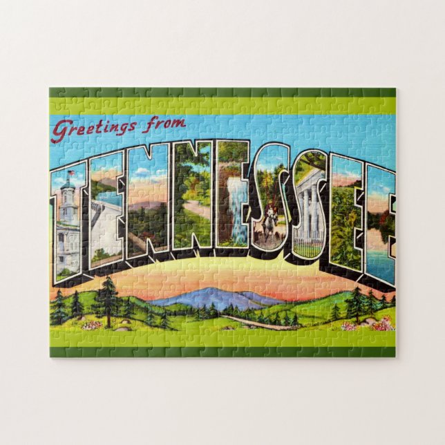 Puzzle Retro Tennessee Greeting Postcard (Horizontal)