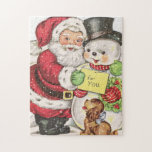 Puzzle retro vintage Christmas Santa snowman<br><div class="desc">rompecabezas retro vintage de Navidad Santa snowman</div>
