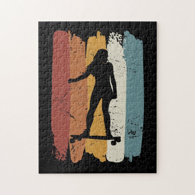 Puzzle Retro vintage Longboard girl (Vertical)
