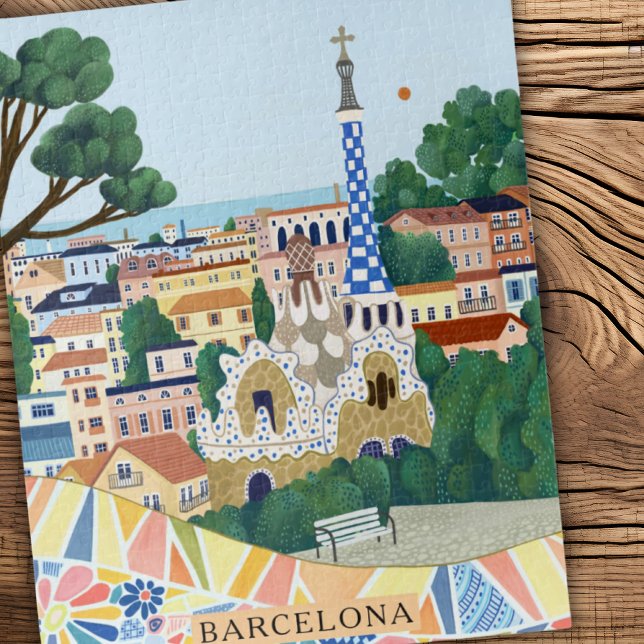Puzzle Retro Watercolor Barcelona Spain Travel  (Subido por el creador)